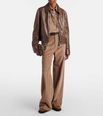 Pantalones anchos de pana de algodón con cuentas Monili | Brunello Cucinelli