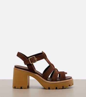 Suede platform sandals | Prada