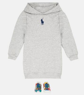Robe en coton mélangé à capuche et logo | Polo Ralph Lauren Kids