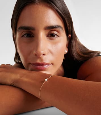 14kt gold chain bracelet with diamonds and pearls | Mateo