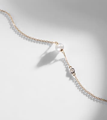 14kt gold chain bracelet with diamonds and pearls | Mateo