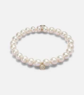 Armband aus Süßwasserperlen mit 14kt Gelbgold (585/1000) und Diamant | Sydney Evan