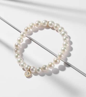 Armband aus Süßwasserperlen mit 14kt Gelbgold (585/1000) und Diamant | Sydney Evan