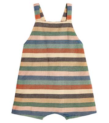 Baby Correa striped cotton overalls | Caramel