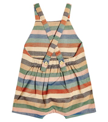 Baby Correa striped cotton overalls | Caramel