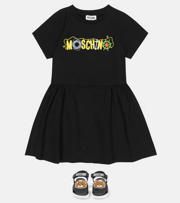 Logo cotton-blend jersey dress | Moschino Kids