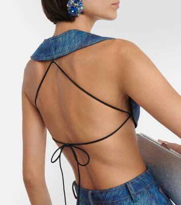 Top raccourci imprimé en jean | Area