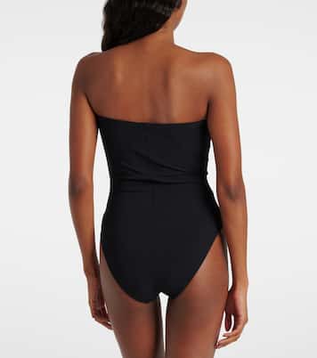 Tess floral-appliqué strapless swimsuit | Karla Colletto