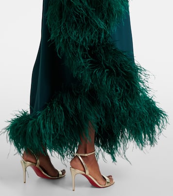 One-Shoulder-Robe mit Federn | Taller Marmo