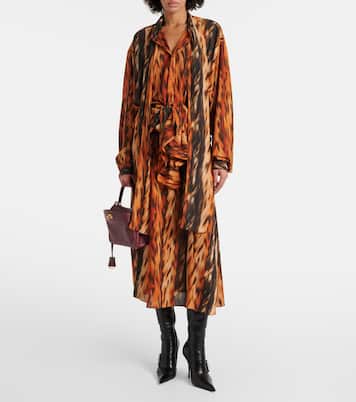 Robe midi imprimée en crêpe | Balenciaga