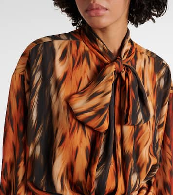 Robe midi imprimée en crêpe | Balenciaga