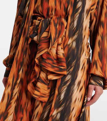 Robe midi imprimée en crêpe | Balenciaga