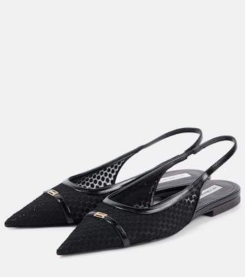Slingback-Ballerinas aus Mesh mit Leder | Victoria Beckham