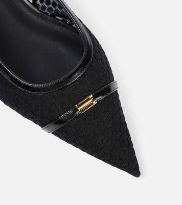 Slingback-Ballerinas aus Mesh mit Leder | Victoria Beckham
