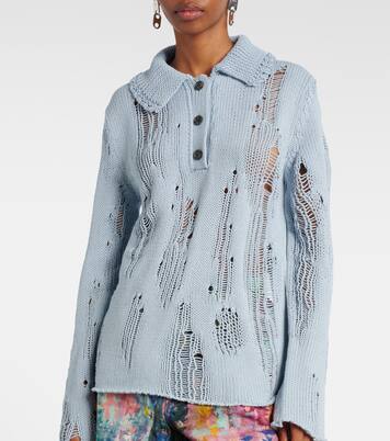 Distressed cotton and wool sweater | Acne Studios