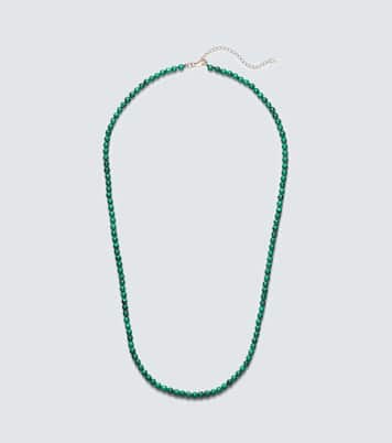 14kt gold beaded necklace with malachite | Mateo