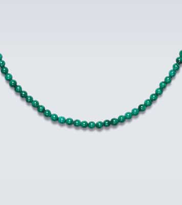 14kt gold beaded necklace with malachite | Mateo