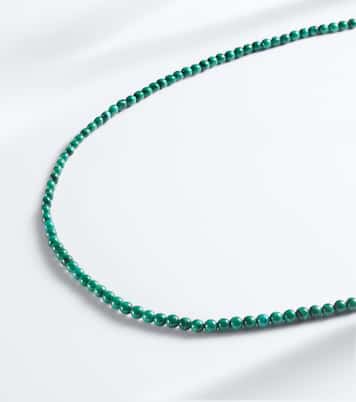 14kt gold beaded necklace with malachite | Mateo