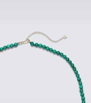 14kt gold beaded necklace with malachite | Mateo