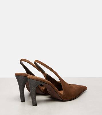 Monili suede slingback pumps | Brunello Cucinelli