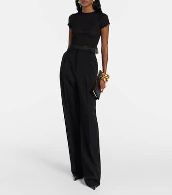 Lace-trimmed silk top | Saint Laurent