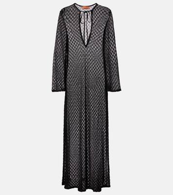 Open-knit tie-neck lamé kaftan | Missoni