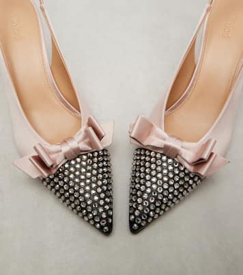 Alba studded leather-trimmed satin pumps | Chloé