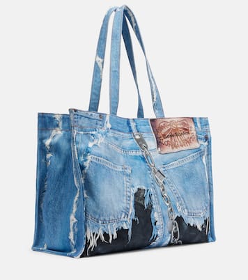  Trompe-l'oeil denim tote bag | Acne Studios