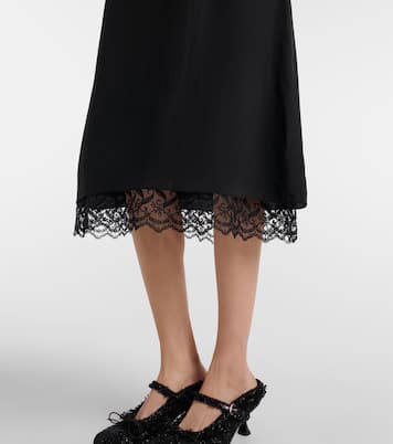 Midirock aus Crêpe de Chine mit Spitze | Simone Rocha