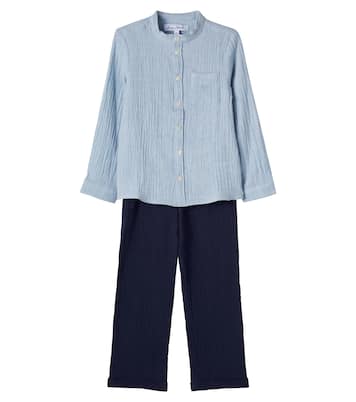 Cotton seersucker shirt and pants set | Tartine et Chocolat