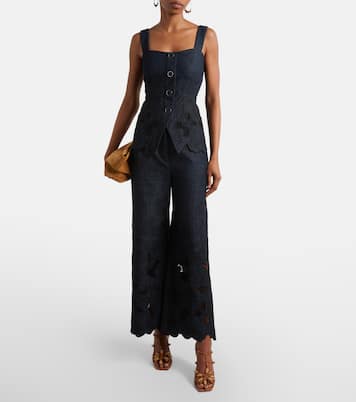 Osborne cotton chambray wide-leg pants | Veronica Beard