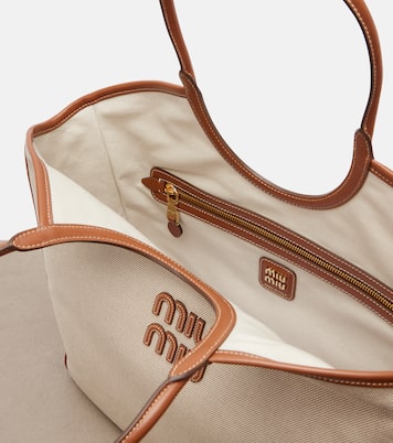 Shopper Ivy in canvas con pelle | Miu Miu