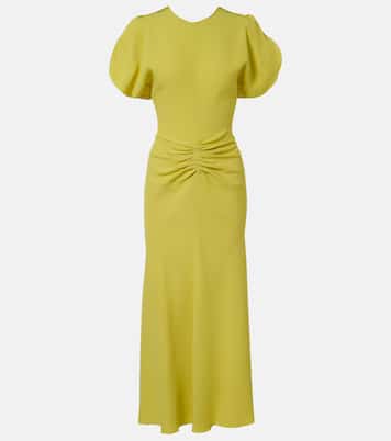 Bela gathered crêpe satin midi dress | Victoria Beckham