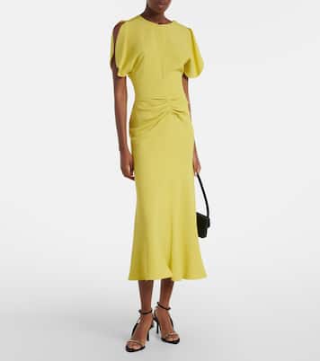 Bela gathered crêpe satin midi dress | Victoria Beckham