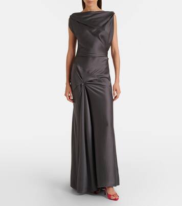 Posy draped gathered crêpe satin gown | Victoria Beckham