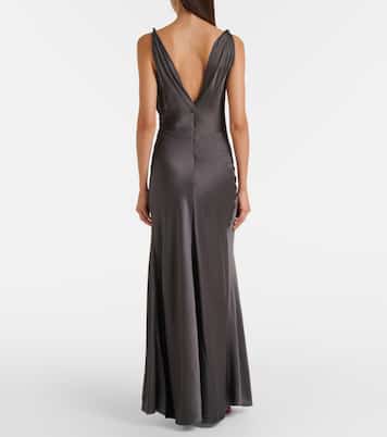 Posy draped gathered crêpe satin gown | Victoria Beckham