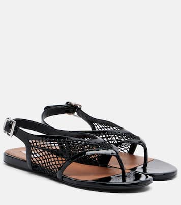 Fishnet leather-trimmed thong sandals | Alaïa