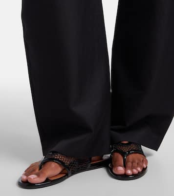 Fishnet leather-trimmed thong sandals | Alaïa