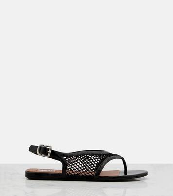 Fishnet leather-trimmed thong sandals | Alaïa
