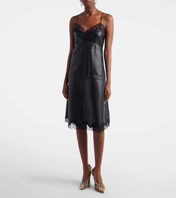 Lace-trimmed leather midi dress | Magda Butrym