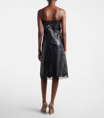 Lace-trimmed leather midi dress | Magda Butrym