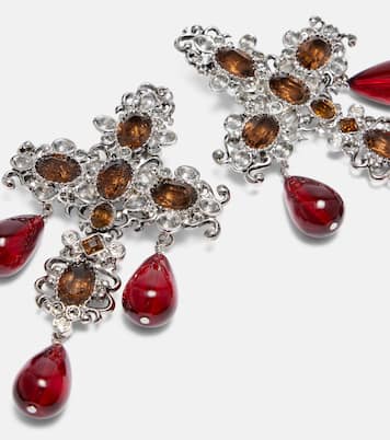 Clip-Ohrringe Cross mit Kristallen | Saint Laurent