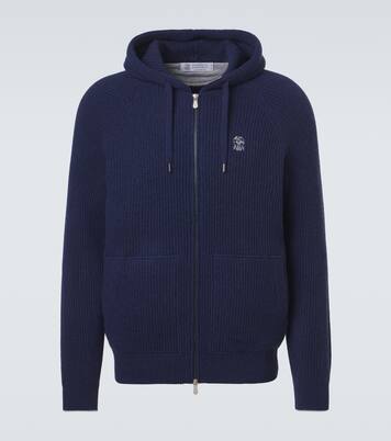 Ribbed-knit cashmere zip-up cardigan  | Brunello Cucinelli
