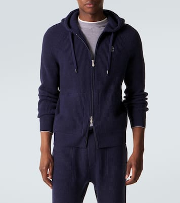 Ribbed-knit cashmere zip-up cardigan  | Brunello Cucinelli