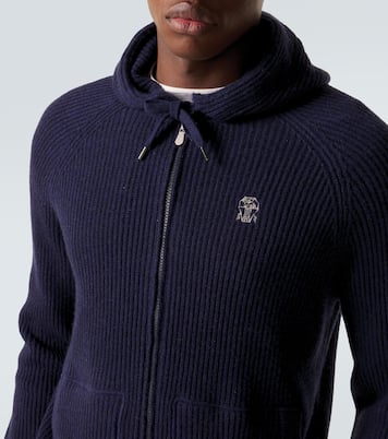 Ribbed-knit cashmere zip-up cardigan  | Brunello Cucinelli