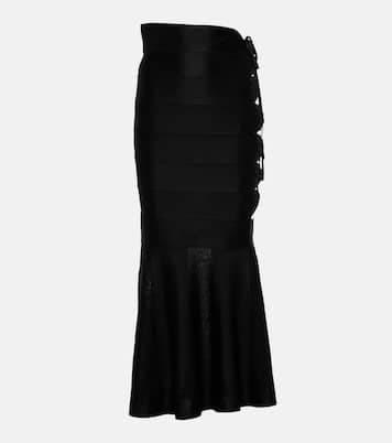Mesh-insert lace-up midi skirt | Alaïa