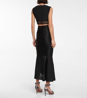 Mesh-insert lace-up midi skirt | Alaïa