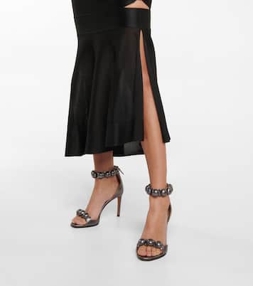 Mesh-insert lace-up midi skirt | Alaïa