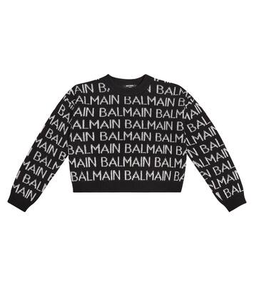 Logo intarsia wool-blend sweater | Balmain Kids