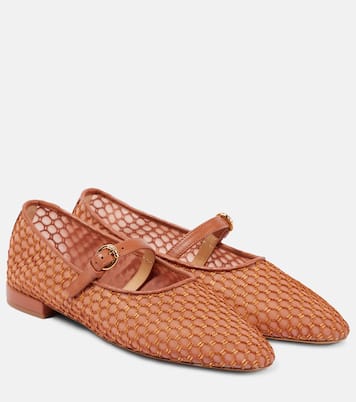 Isobel leather-trimmed mesh ballet flats | Ulla Johnson